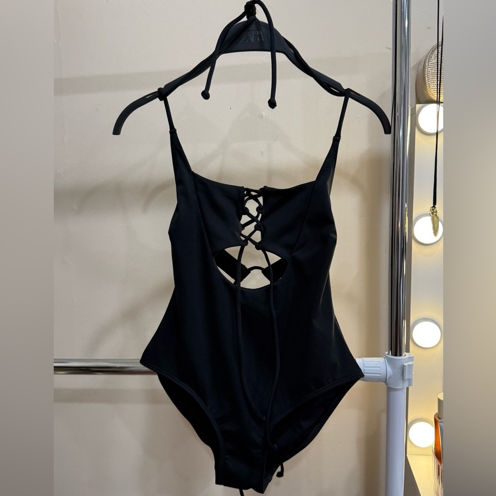 VENUS Black Lace-Up One Piece Swimsuit – Size 4